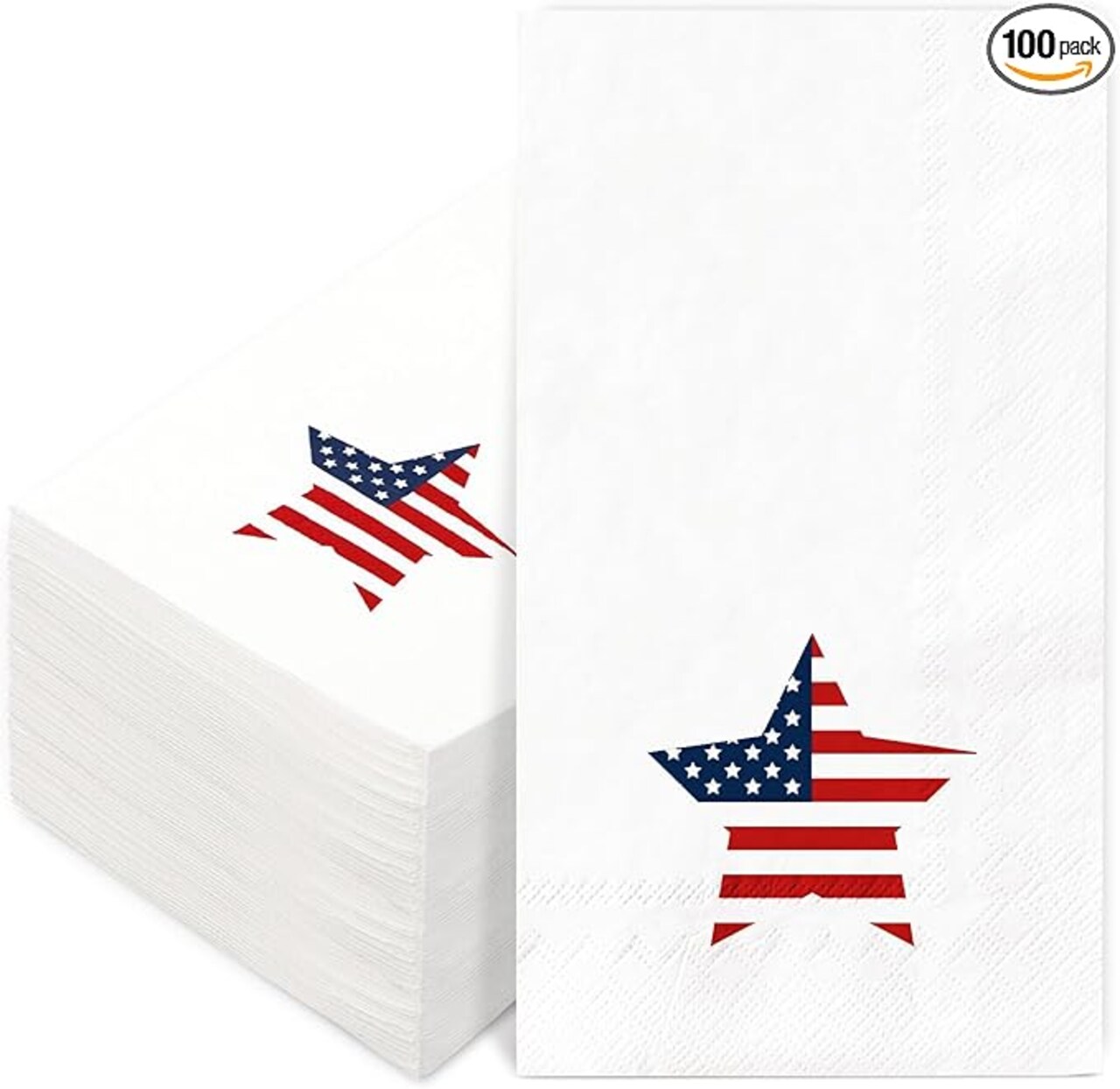 100 Pcs Patriotic Guest Napkin 4th of July American Flag Star Disposable Napkin Independence Day Dinner Hand Towel for Bathroom Table Decor Party Supplies